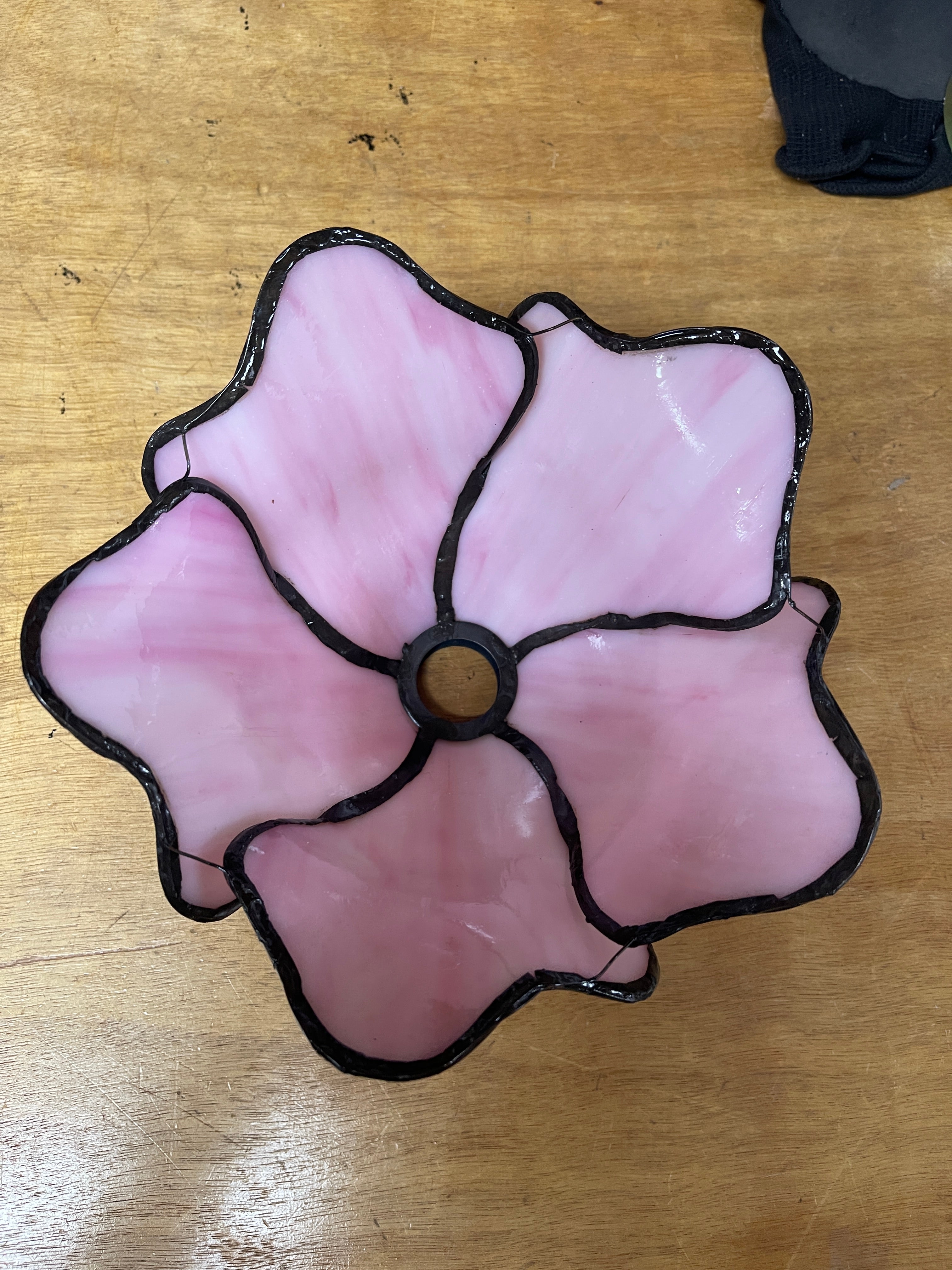 Double Lamp shade Flower Pink Water Lily Style Tiffany Table Lamp