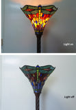 Large Red Jewel Dragonfly Tiffany Torchiere Floor Lamp