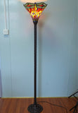 Large Red Jewel Dragonfly Tiffany Torchiere Floor Lamp