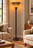 Large Red Jewel Dragonfly Tiffany Torchiere Floor Lamp
