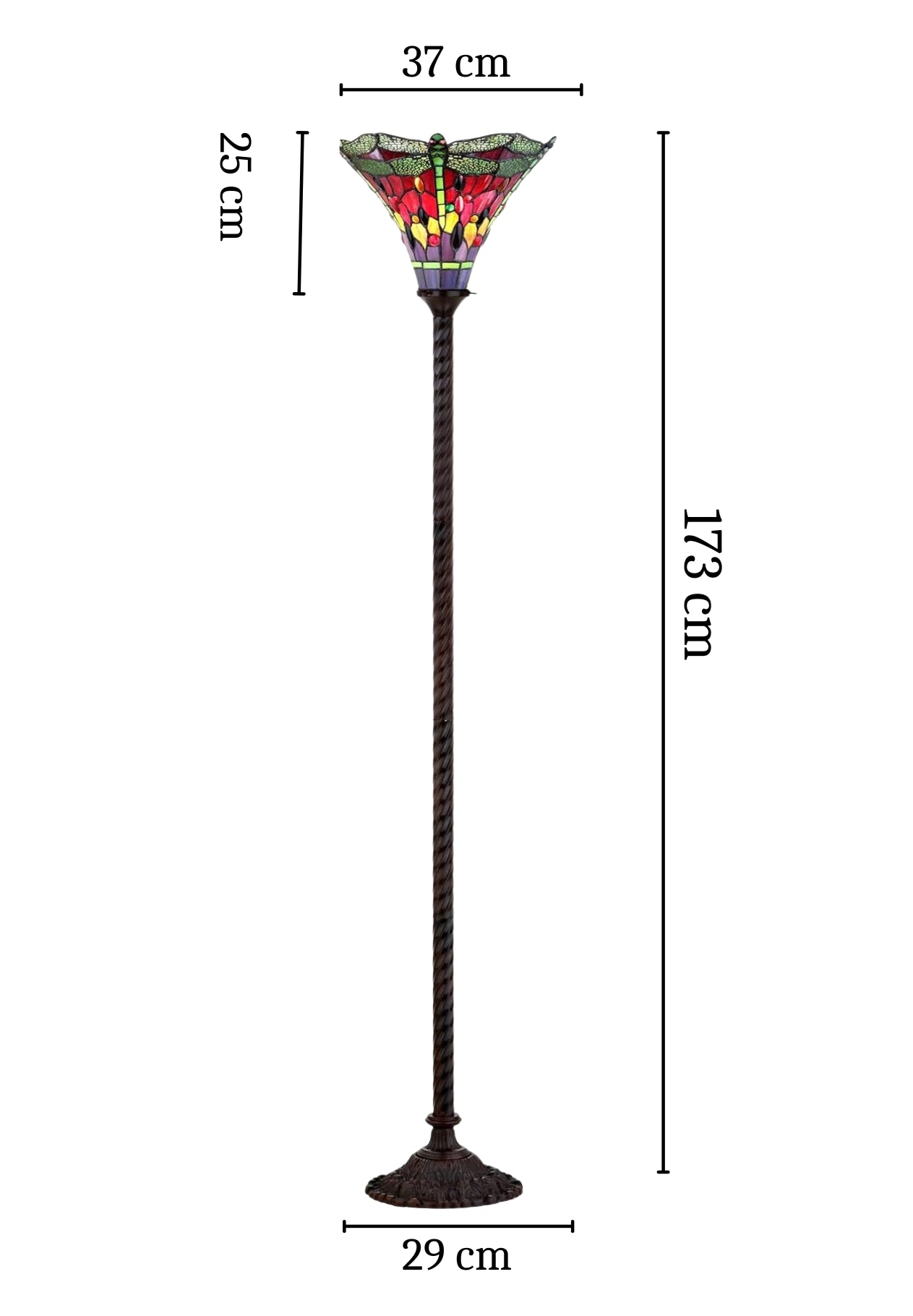 Large Red Jewel Dragonfly Tiffany Torchiere Floor Lamp
