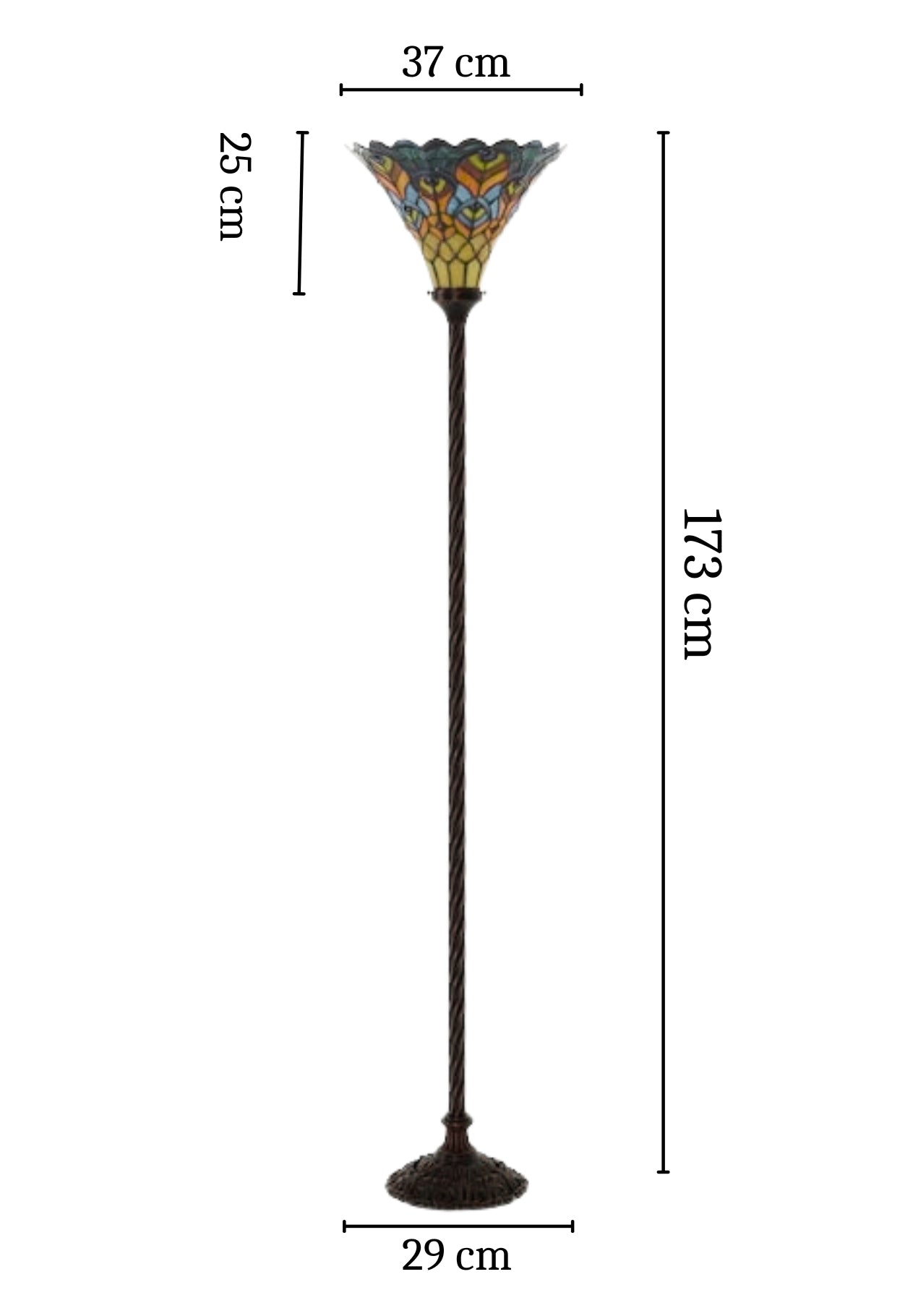 Large Golden Peacock Stained Glass Tiffany Torchiere Floor Lamp