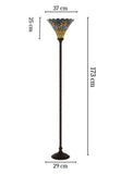 Large Golden Peacock Stained Glass Tiffany Torchiere Floor Lamp