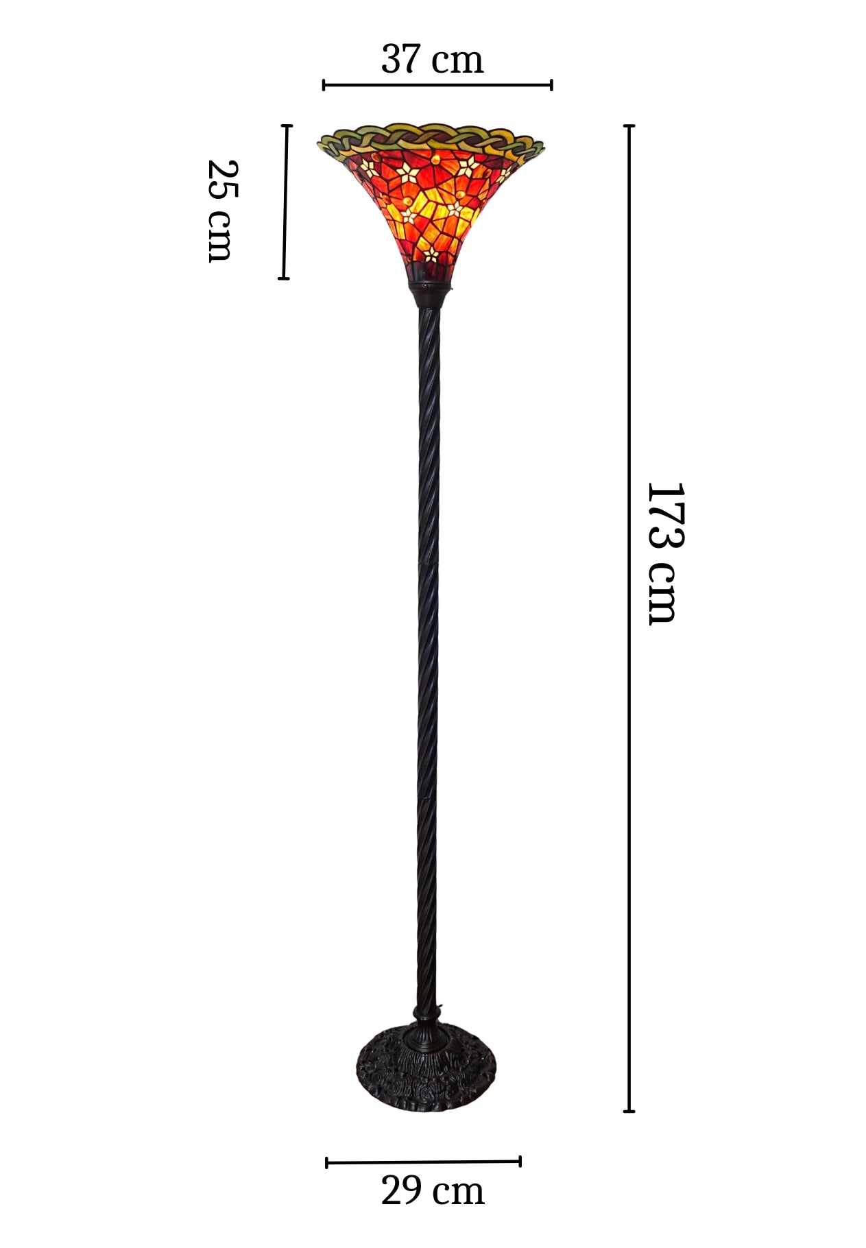 Large Vintage Ruby Amber Tiffany Torchiere Floor Lamp