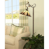 13" Curved line design Stained Glass Edwardian Bridge Arm Floor Lamp – Elegant Light, Designed for Comfort