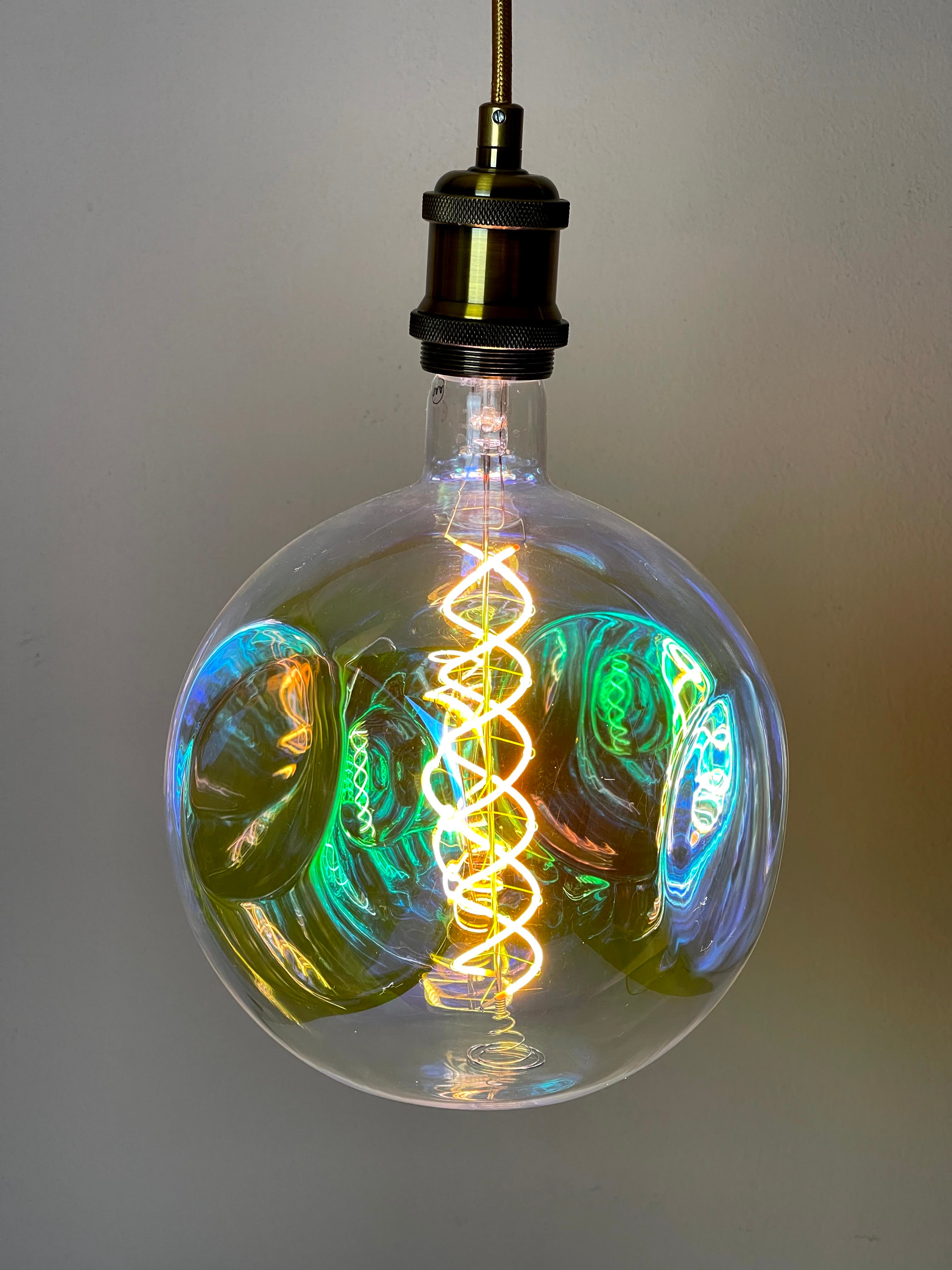 Brass Vintage LED Pendant Lights with Extra Large LED Globe Light Bulb Warm Light 4W E27
