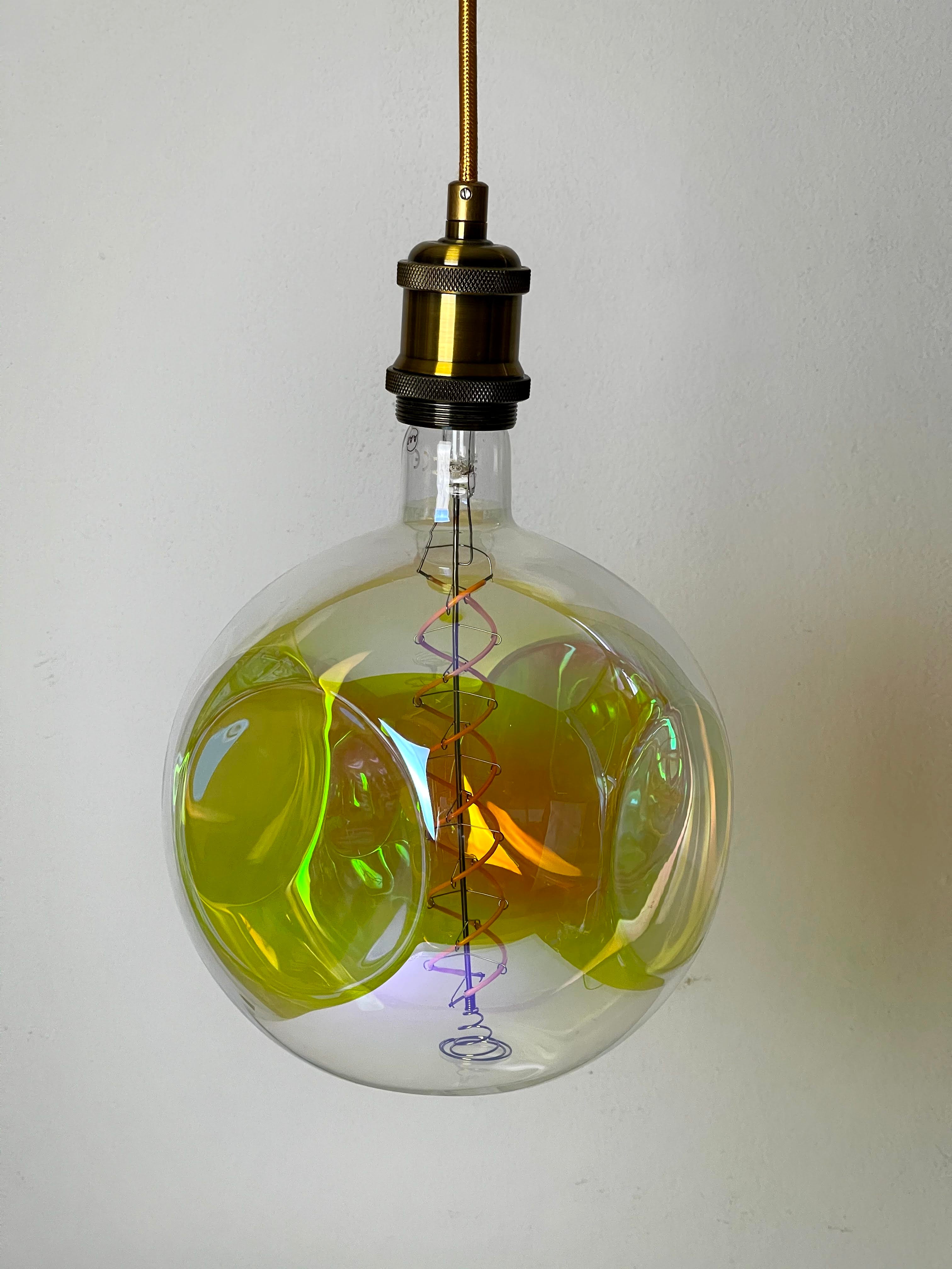 Brass Vintage LED Pendant Lights with Extra Large LED Globe Light Bulb Warm Light 4W E27