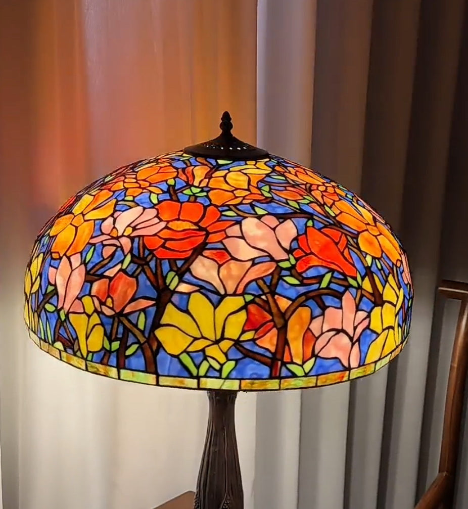 Huge 22 inch wide Magnolia Flower Tiffany Table Lamp(only 1)