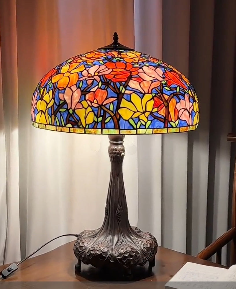 Huge 22 inch wide Magnolia Flower Tiffany Table Lamp(only 1)