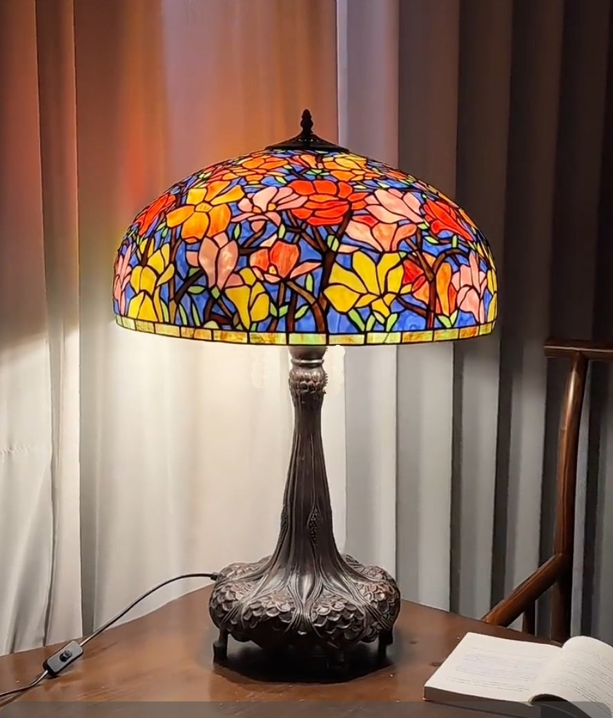 Huge 22 inch wide Magnolia Flower Tiffany Table Lamp(only 1)