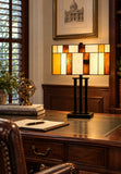 Large Modern Geometric Stained Glass Table Lamp – Amber Gold