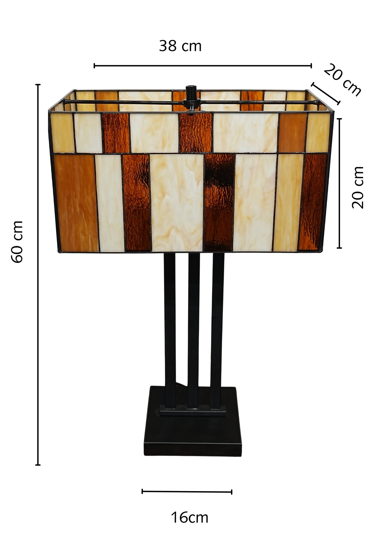 Large Modern Geometric Stained Glass Table Lamp – Amber Gold