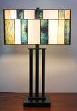 Large Modern Geometric Stained Glass Table Lamp – Forest Green