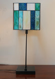 Large Modern Geometric Stained Glass Table Lamp – Ocean Blue