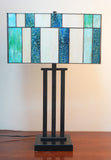 Large Modern Geometric Stained Glass Table Lamp – Ocean Blue