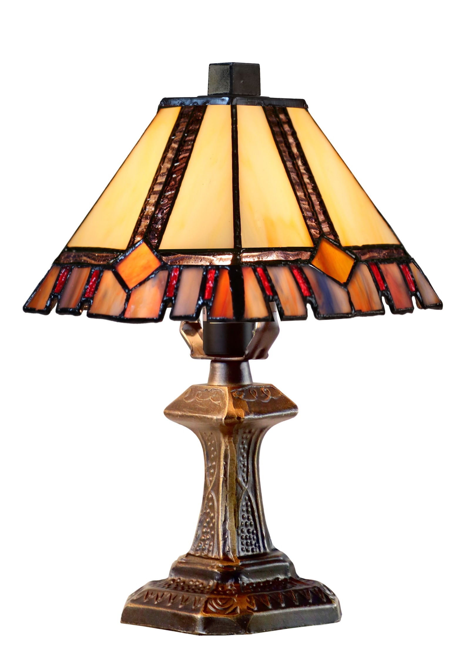 Classical 6" Alcea Square Shade  Mission Style Mini Tiffany Desk Lamp