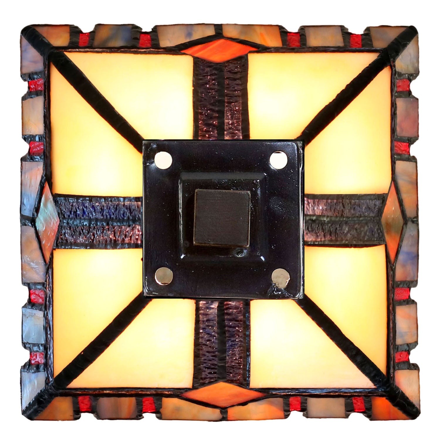 Classical 6" Alcea Square Shade  Mission Style Mini Tiffany Desk Lamp