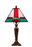 10" Mission Style Stained Glass Table Lamp - Vibrant Geometric Red & Green