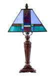 10" Mission Style Stained Glass Table Lamp - Vibrant Geometric Red & Green