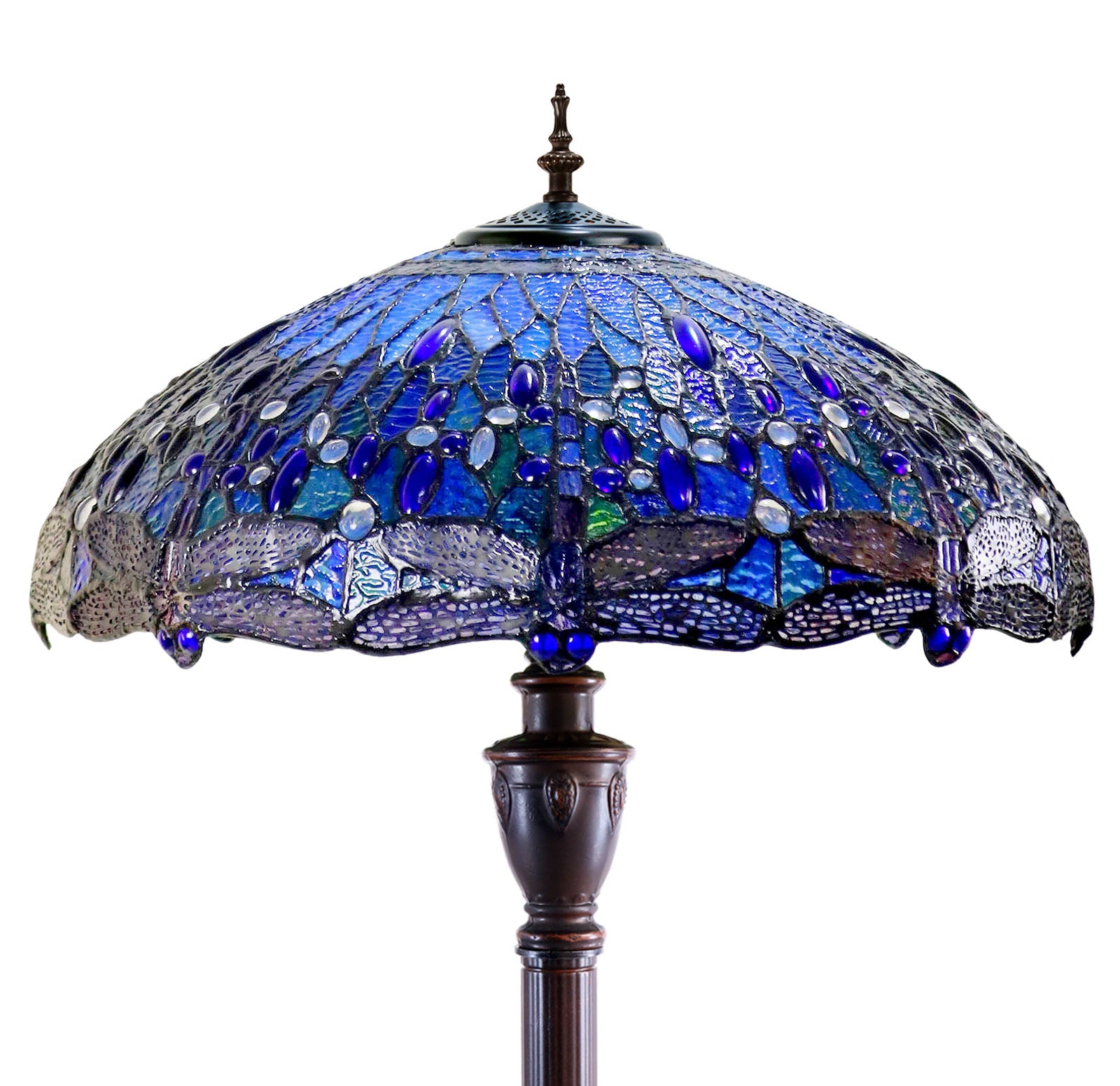 18" Classical Blue Dragonfly  Stained Glass Tiffany Floor Lamp