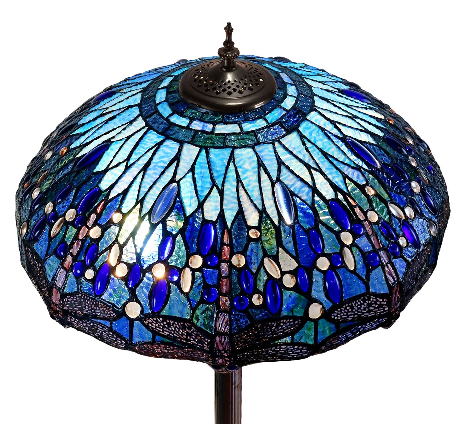 18" Classical Blue Dragonfly  Stained Glass Tiffany Floor Lamp