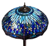 18" Classical Blue Dragonfly  Stained Glass Tiffany Floor Lamp