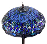 18" Classical Blue Dragonfly  Stained Glass Tiffany Floor Lamp