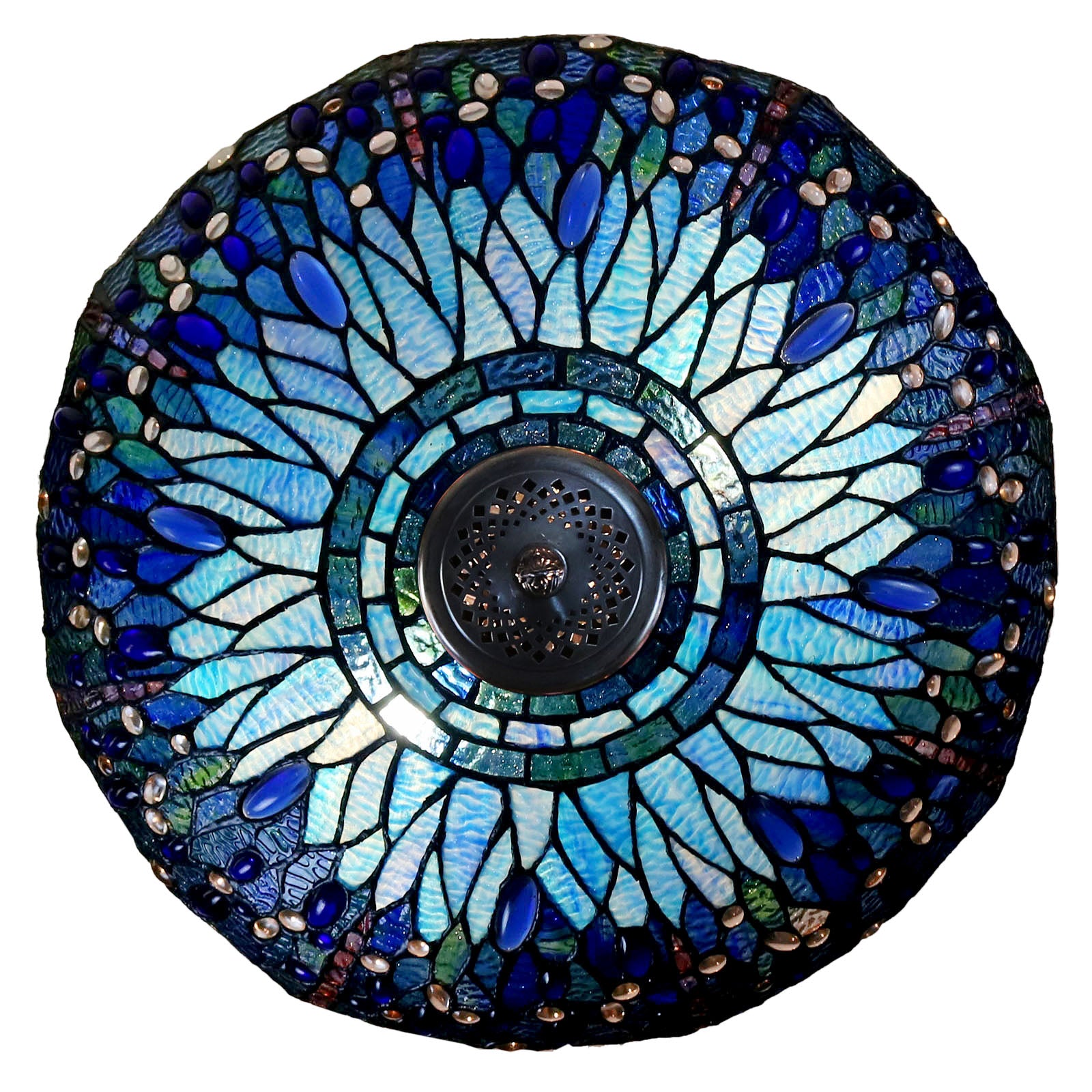 18" Classical Blue Dragonfly  Stained Glass Tiffany Floor Lamp