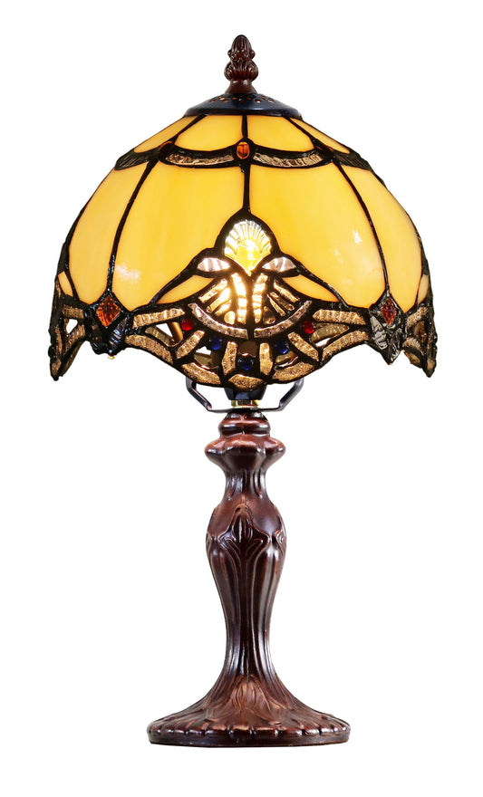 Elegant 8" Beige  Baroque Style Tiffany Mini Lamp