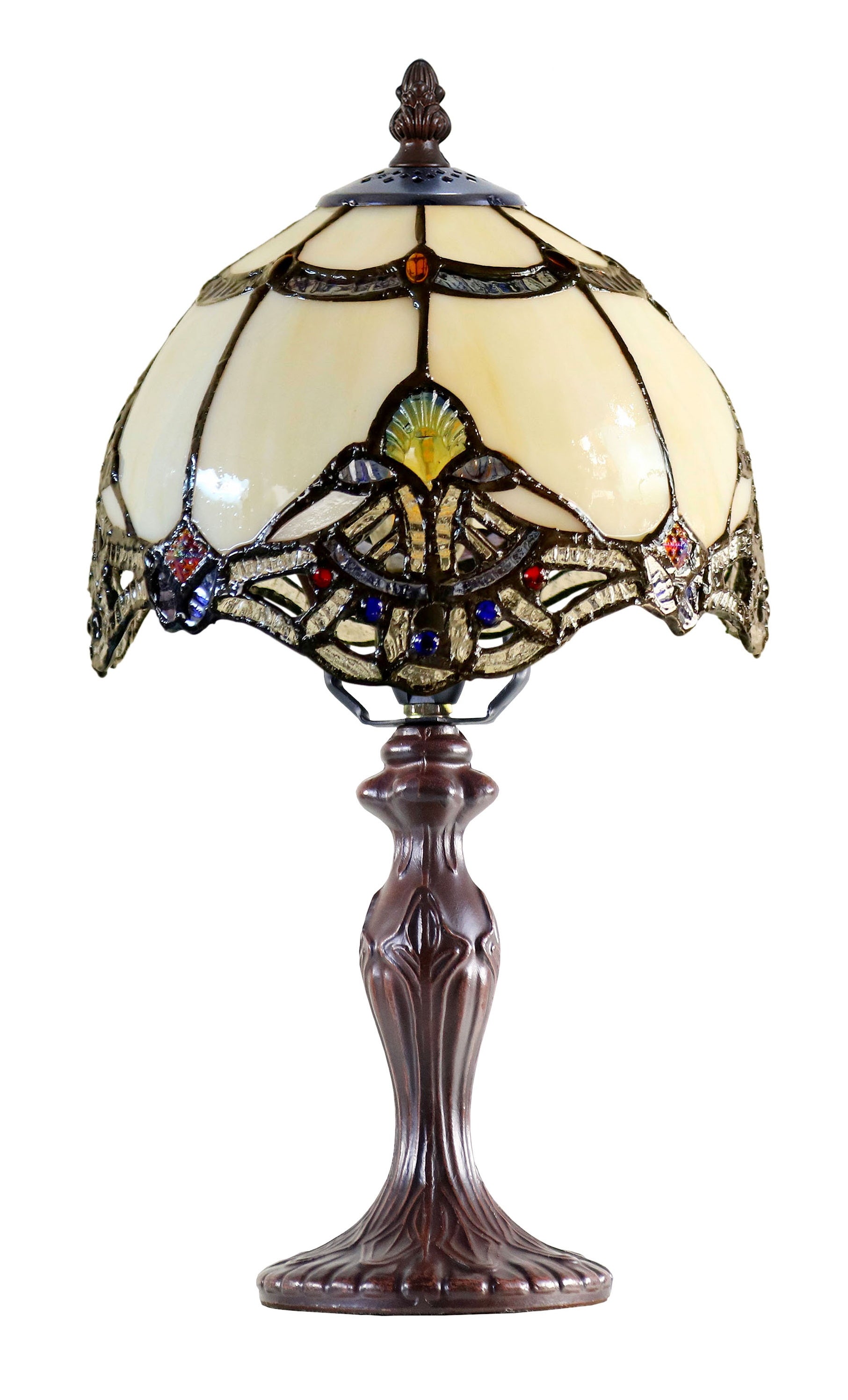Elegant 8" Beige  Baroque Style Tiffany Mini Lamp