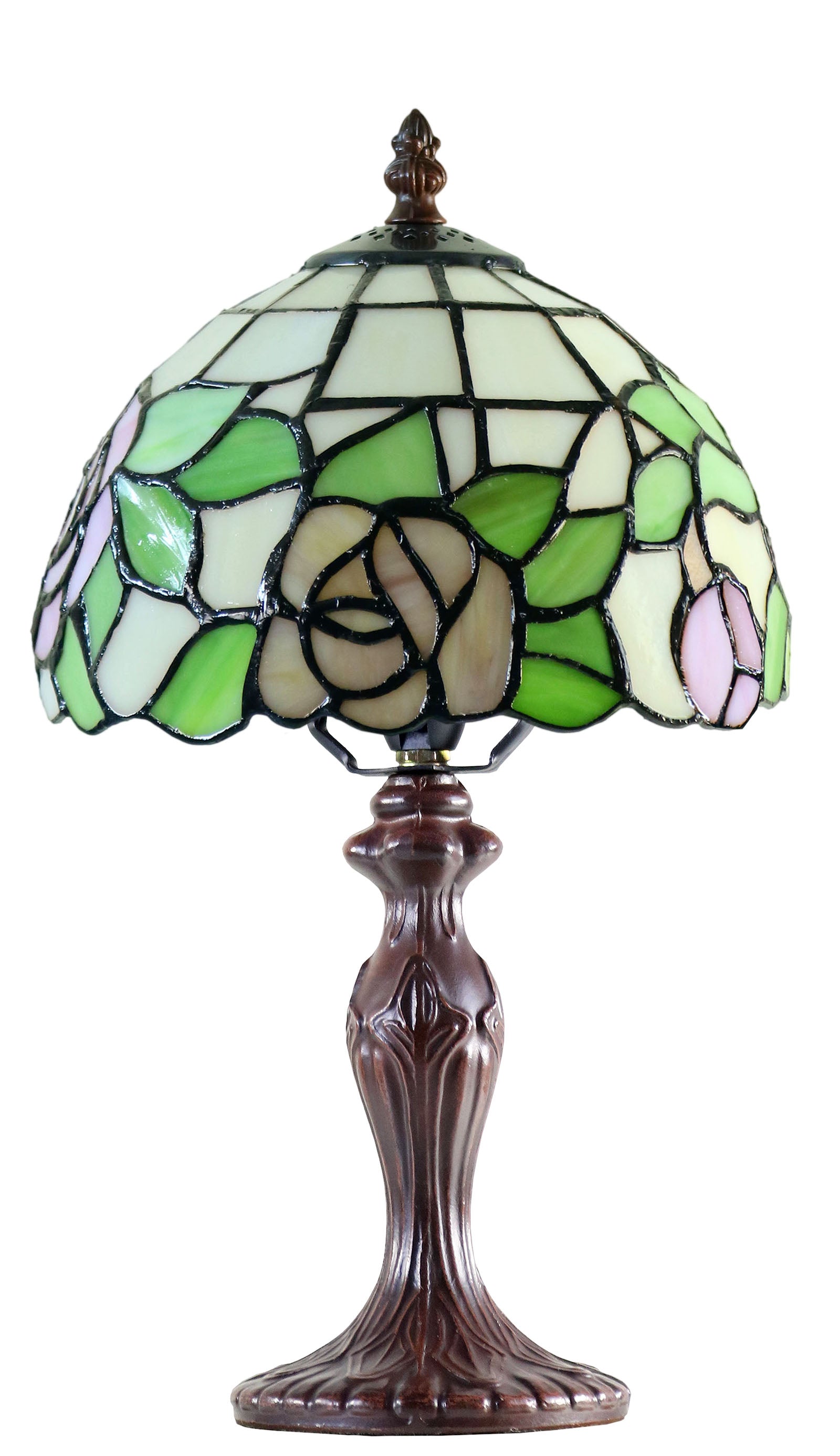 8" Amber Rose Tiffany Mini Table Lamp