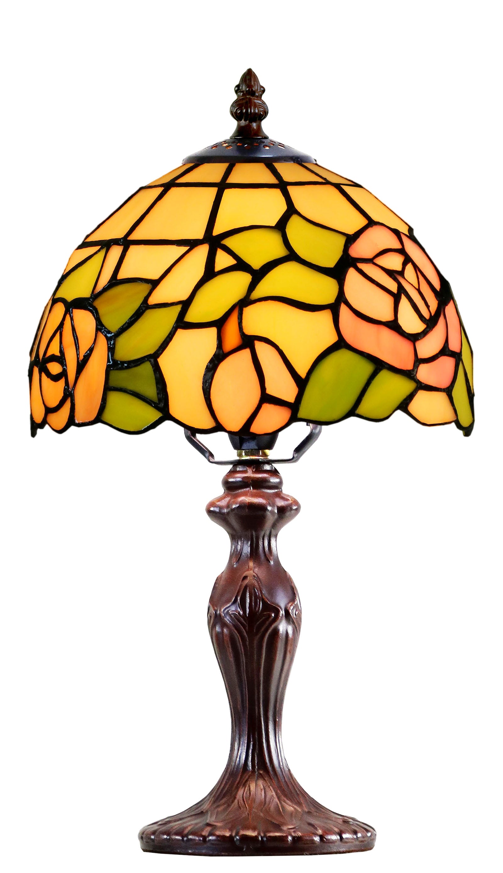8" Amber Rose Tiffany Mini Table Lamp
