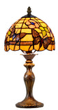 8" Butterfly Flower Tiffany Mini Table Lamp