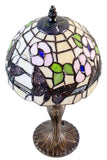 8" Butterfly Flower Tiffany Mini Table Lamp