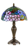 12" Vivid Butterfly Flower Pansy Tiffany Bedside Lamp