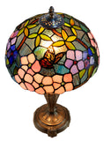 12" Vivid Butterfly Flower Pansy Tiffany Bedside Lamp