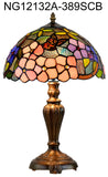 12" Vivid Butterfly Flower Pansy Tiffany Bedside Lamp