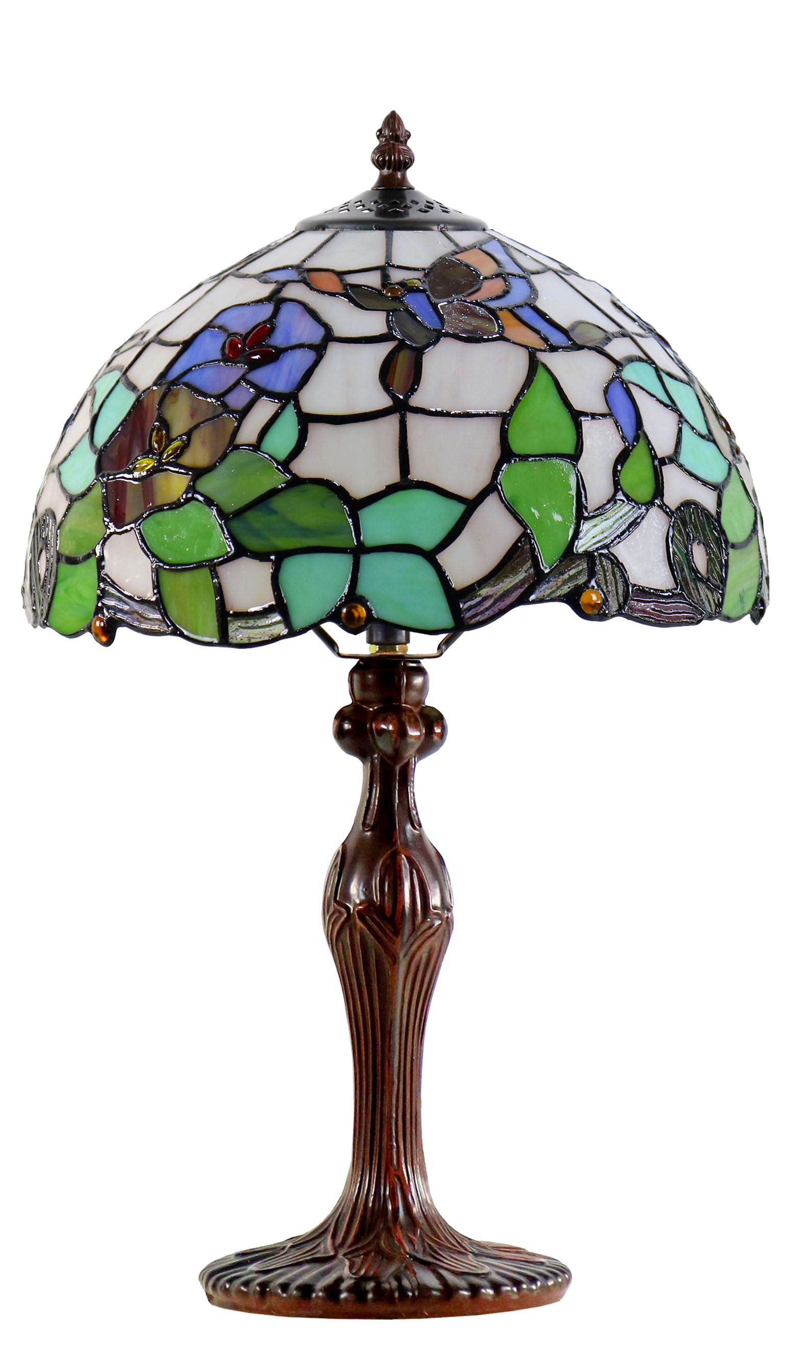 12" Butterfly  Flower Morning Glory Tiffany Bedside Lamp