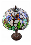 12" Butterfly  Flower Morning Glory Tiffany Bedside Lamp