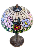12“ Floral Butterfly Tiffany Bedside Table Lamp