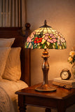 12“ Floral Butterfly Tiffany Bedside Table Lamp