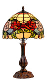12" Traditional Red Rose Style Tiffany Table Bedside Lamp