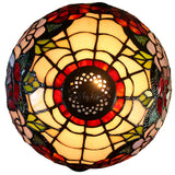 12" Traditional Red Rose Style Tiffany Table Bedside Lamp