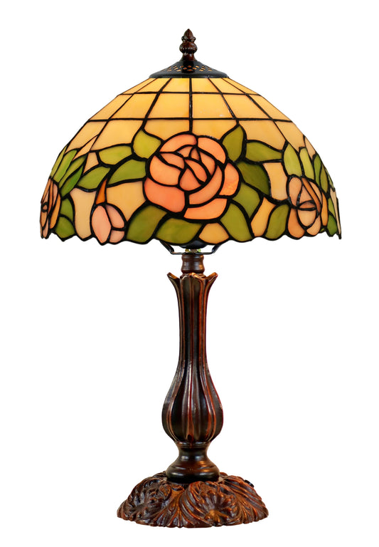 12" Blush Rose Tiffany-Style Bedside Lamp