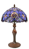 12" Blue Victorian Style Tiffany Bedside Lamp