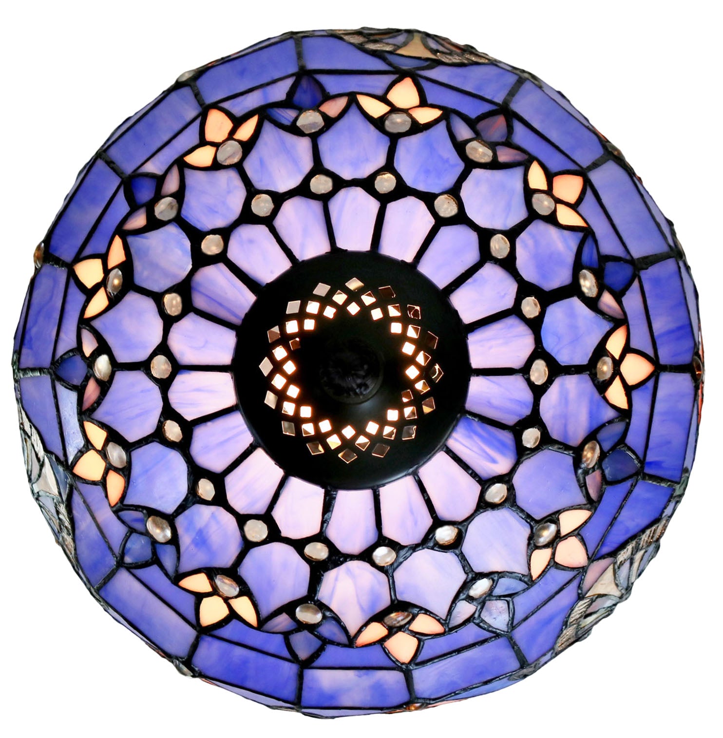 12" Blue Victorian Style Tiffany Bedside Lamp