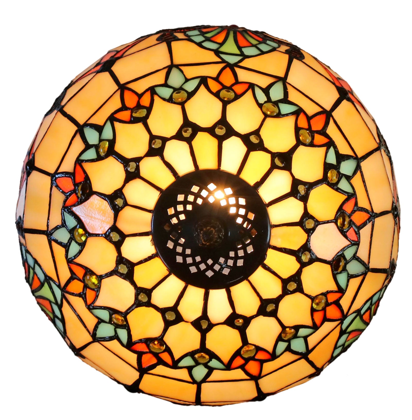 12" Beige Victorian Style Tiffany Bedside Lamp