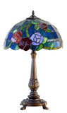 Tiffany Style Rose Floral Stained Glass Table Lamp for Living Room & Bedroom