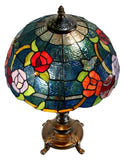 Tiffany Style Rose Floral Stained Glass Table Lamp for Living Room & Bedroom