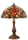 Large 16" Oriental Lily  Style Stained Glass Leadlight Tiffany  Table Lamp